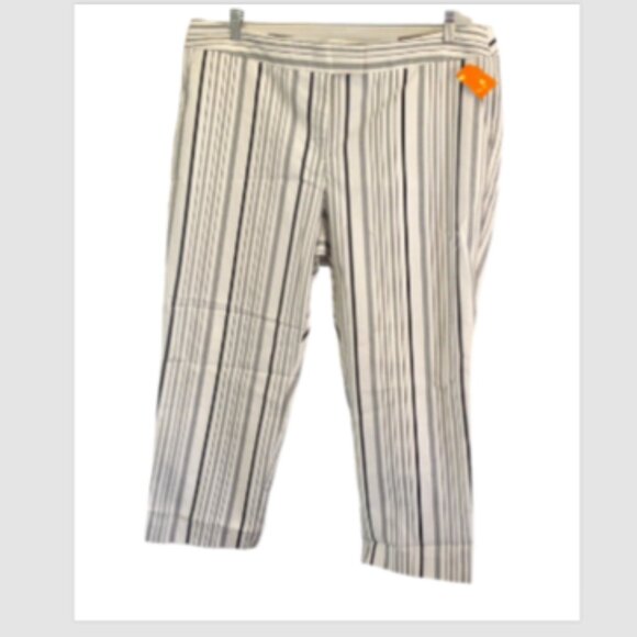 Black White Striped Capri Pants size 18 NEW Woman Black/White/Gray - Picture 5 of 13